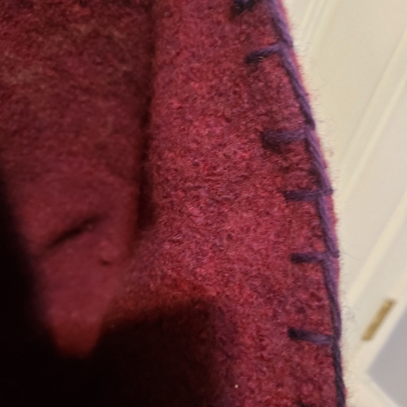 Felted Knit Tote Bag Plum Purple Yellow - Picture 7 of 8